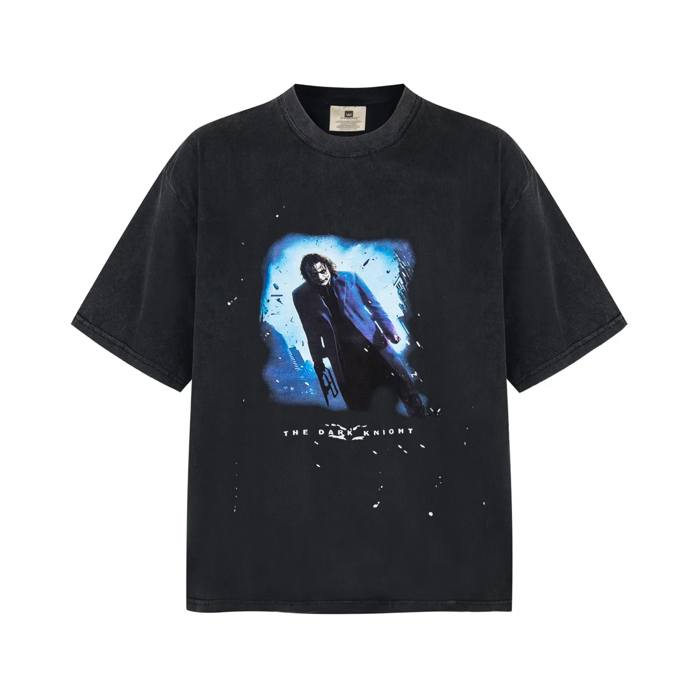 VT9270 P140💰 Saint Michael Dark Knight "Batman" direct-injection printing retro washed and distressed short-sleeved T-shirt small neck design digital direct-injection printing high street retro heavy Vintage short-sleeved size: S M L XL